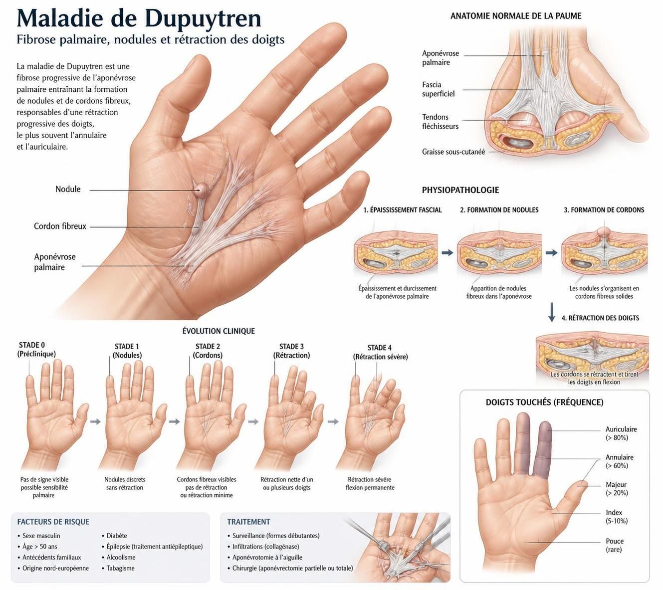 découvrez tout sur la maladie de dupuytren de la main : symptômes, causes principales et traitements efficaces pour améliorer votre qualité de vie.